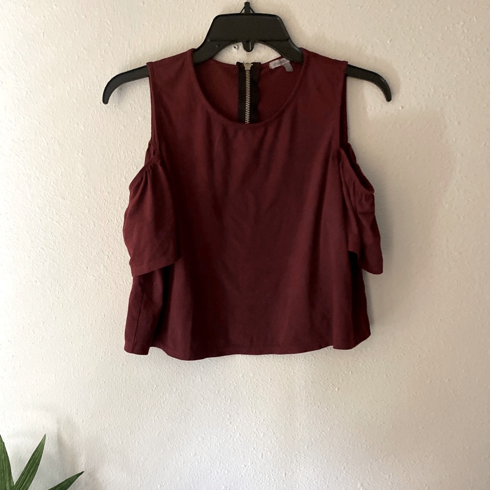 Cold Shoulder Maroon Crop Top